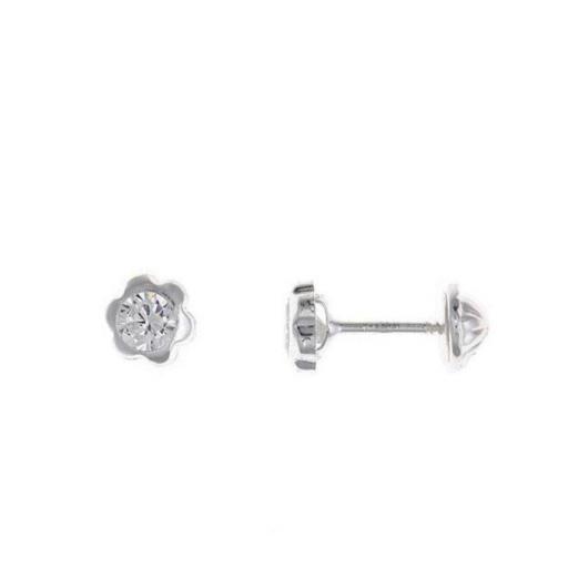  Pendientes bebe plata rodio Margarita circonita blanca Salvatore Plata