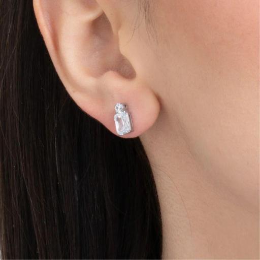 Pendientes Pequeños Rectangulares con Cristal · Acero Inoxidable [4]