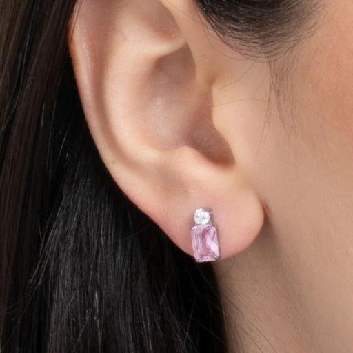 Pendientes Pequeños Rectangulares con Cristal · Acero Inoxidable [5]