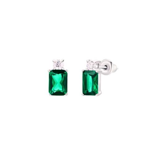 Pendientes Pequeños Rectangulares con Cristal · Acero Inoxidable [3]