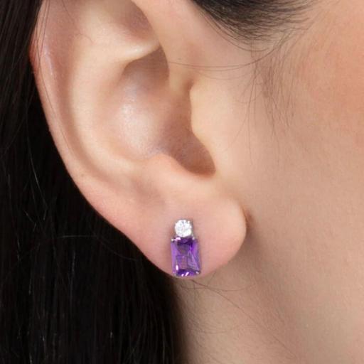 Pendientes Pequeños Rectangulares con Cristal · Acero Inoxidable [6]