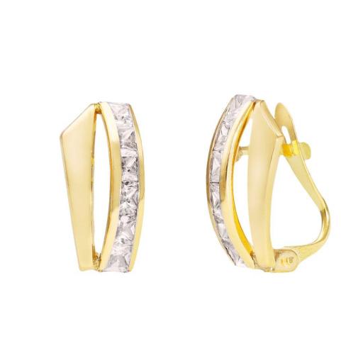 Pendientes de Oro 18K con Circonitas – Brillo Moderno y Cierre Catalán