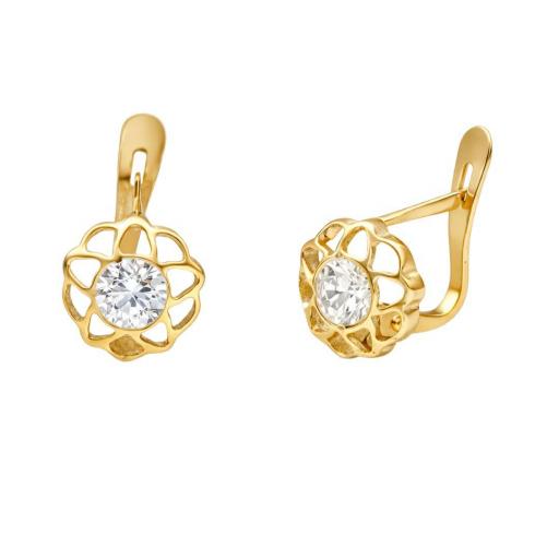 Pendientes de Oro 18K con Circonitas y Diseño Elegante [0]