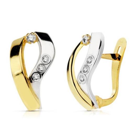 Pendientes de Oro 9K Bicolor 15x8mm – Elegancia y Estilo para Mujer