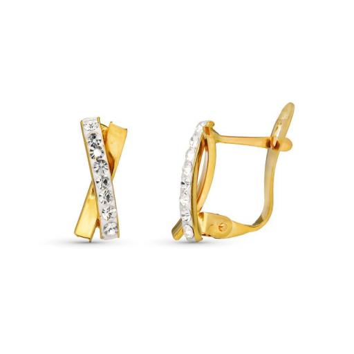 Pendientes de Oro 9k con Circonitas – Diseño Elegante para Mujer y Cierre Catalán 11x4 mm