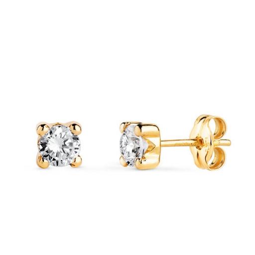Pendientes de Oro Amarillo 9K Circonita 4mm con 4 Garras – Punto de Luz [0]