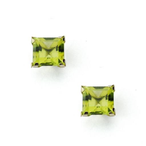 Pendientes de Oro Amarillo 9K con Olivina Natural 1,42ct – Cuadrados 5x5mm para Mujer [0]