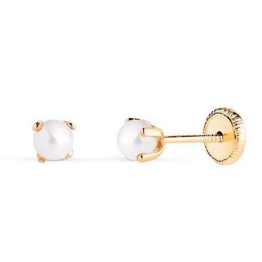 Pendientes de Perla 9K 3mm con 4 Garras – Joyería Fina para Niña [0]