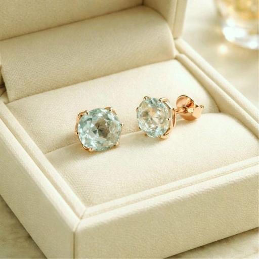 Pendientes de Plata 925 Bañada en Oro Rosa con Amatista Verde [1]