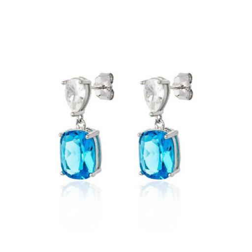 Pendientes de Plata 925 con Circonitas Azules y Blancas