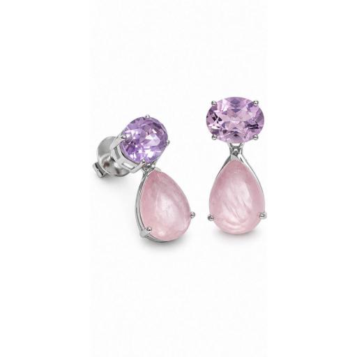 Pendientes de Plata Rosa y Violeta – Delicadeza Femenina con Brillo Sofisticado [0]