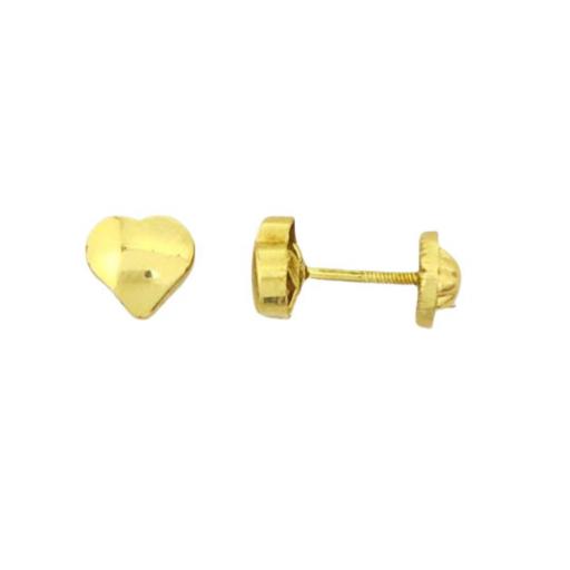 Pendientes de oro 18K en forma de corazón con rosca