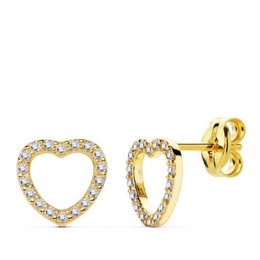 Pendientes de oro 18k CORAZÓN con circonitas [1]