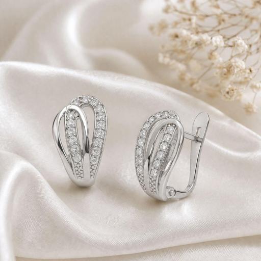 Pendientes de oro 18k con circonitas y cierre catalán  [3]