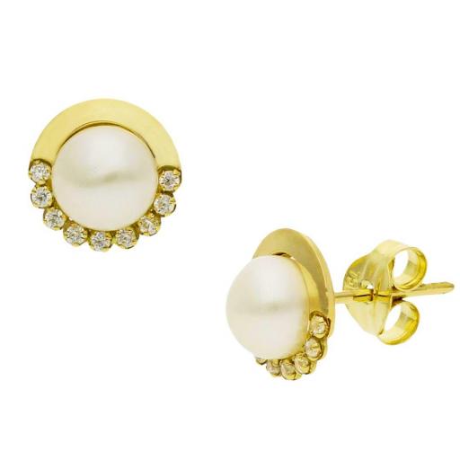 Pendientes de oro 18k con perla