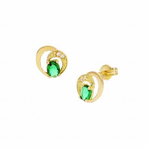 Pendientes de oro 18k con piedra en tono verde