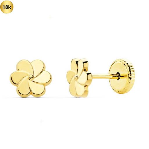 Pendientes de oro 18k flor de pétalos