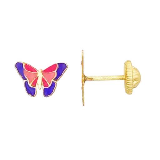 Pendientes mariposa esmaltada de oro 18k