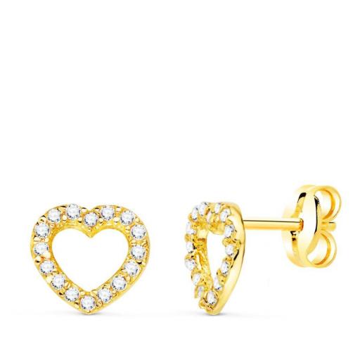 Pendientes de oro 18k CORAZÓN con circonitas