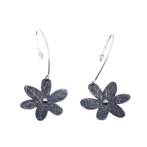 Pendientes de plata "Flor negro"