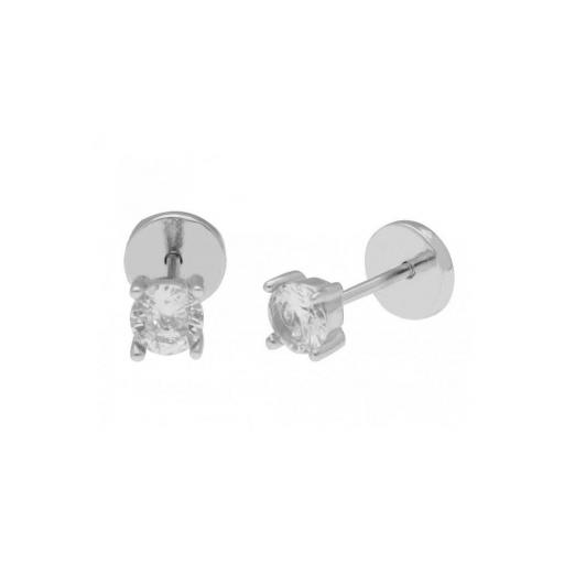 Pendientes de plata plateados con circonitas