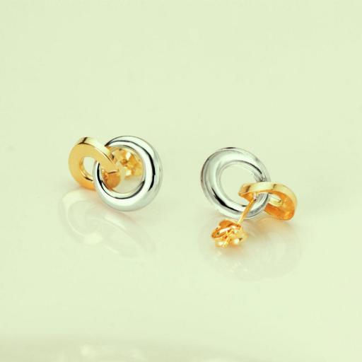 Pendientes dos aros lisos de oro bicolor 18k [1]