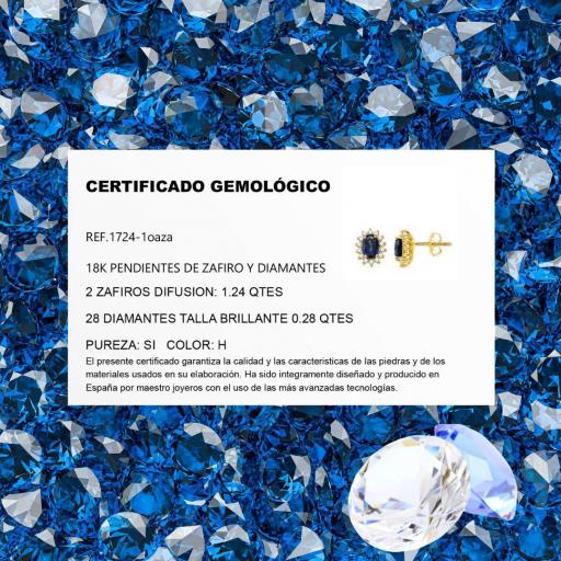 Pendientes en Oro Amarillo 18K con Zafiros 1.24Q y Diamantes 0.28Q – Brillo y Distinción [1]