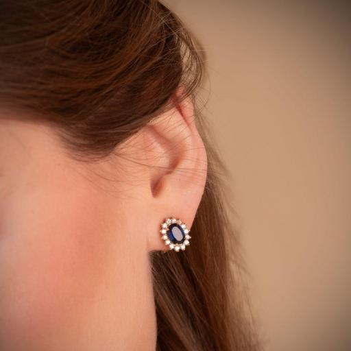 Pendientes en Oro Amarillo 18K con Zafiros y Diamantes – Belleza y Exclusividad [1]