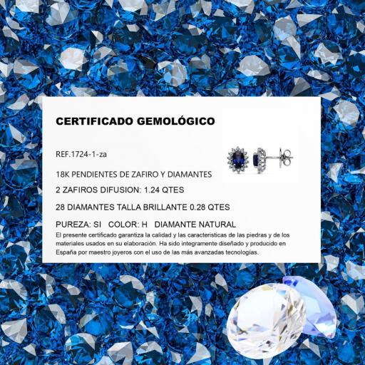 Pendientes en Oro Blanco 18K con Zafiros 1.24Q y Diamantes 0.28Q – Elegancia Certificada [1]