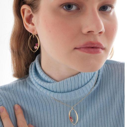 Collar con cristales rosas en Plata 925 baño Oro 18kt – Victoria Cruz [2]