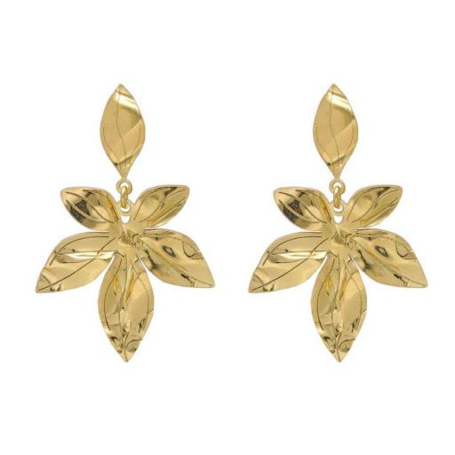 Pendientes largos hoja bicolor en Plata 925 bañada en Oro 18kt Victoria Cruz