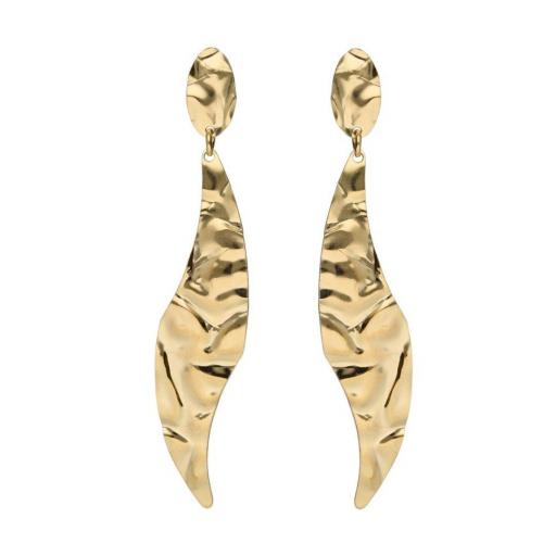 Pendientes largos hoja en Plata 925 bañada en Oro 18kt - Victoria Cruz