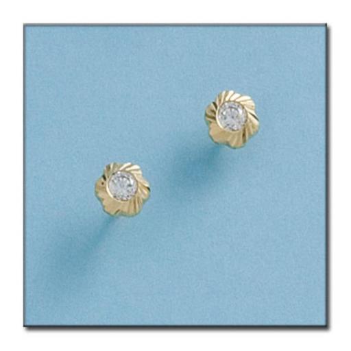 Pendientes oro de flor 18K con circonitas