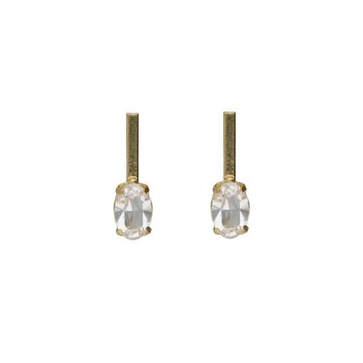 Pendientes oval Lieve con cristal blanco en Plata 925 baño Oro 18kt – Victoria Cruz