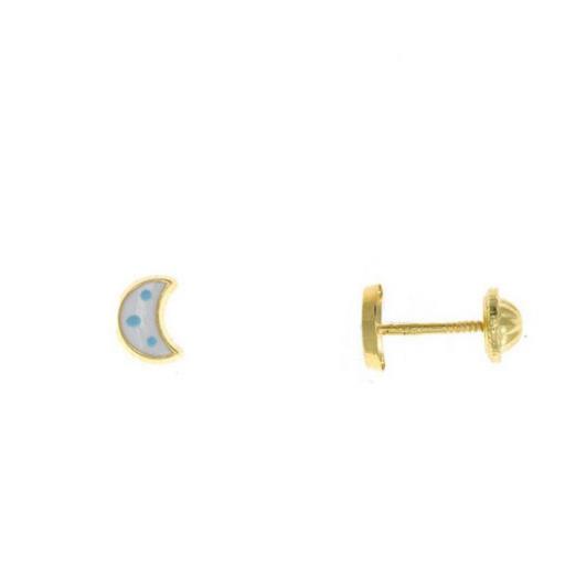  Pendientes plata dorada Luna esmalte de Salvatore Plata