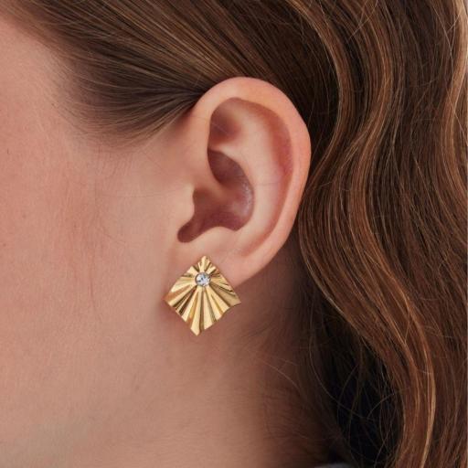 Pendientes rombo con cristal en Plata 925 bañada en Oro 18kt Victoria Cruz [1]