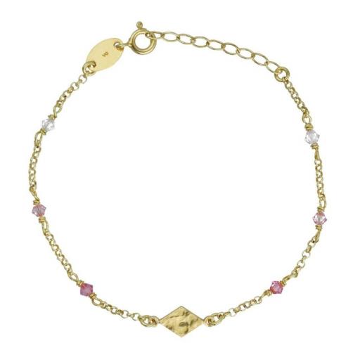 Pulsera Anya Rectángulo Texturizado con Cristales en Plata de Ley bañada en Oro 18kt – V Cruz