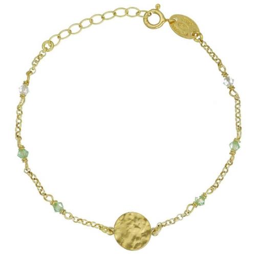 Pulsera Anya Textura y Cristal Verde en Plata de Ley bañada en Oro 18kt – V Cruz