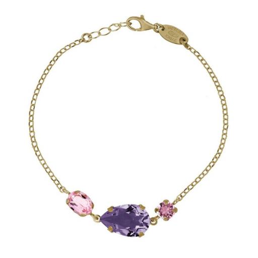 Pulsera Blooming Tear en Plata bañada en Oro 18K con Cristal Morado – Victoria Cruz