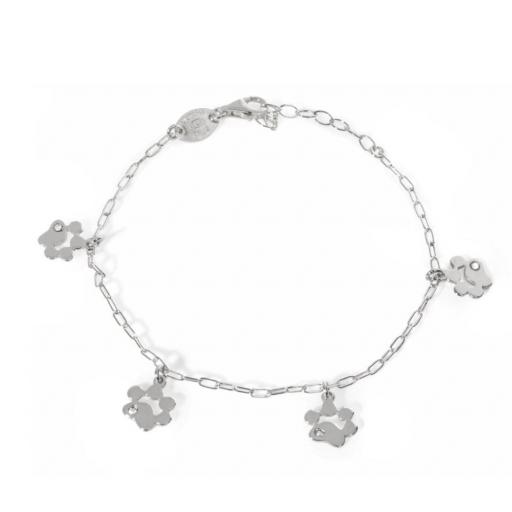 Pulsera Cocolada Huella en Plata de Ley bañada en Rodio con Cristal Blanco – Victoria Cruz