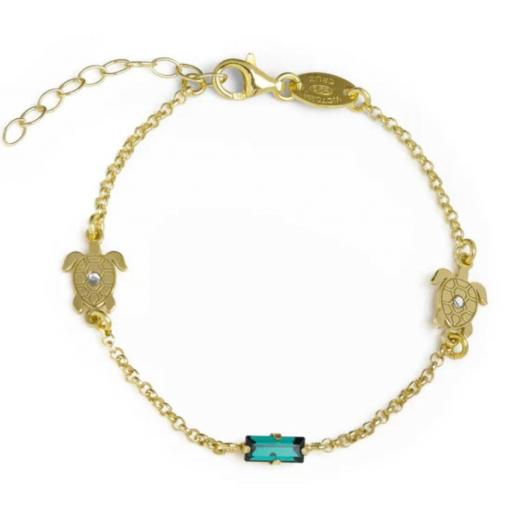 Pulsera Cocolada Tortuga Verde en Plata de Ley bañada en Oro 18kt – Victoria Cruz