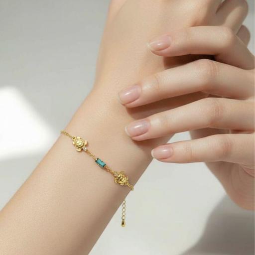 Pulsera Cocolada Tortuga Verde en Plata de Ley bañada en Oro 18kt – Victoria Cruz [1]