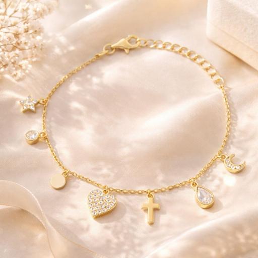 Pulsera Destellos de Deseos en Plata Chapada en Oro – Regalo Especial para Sorprender [1]