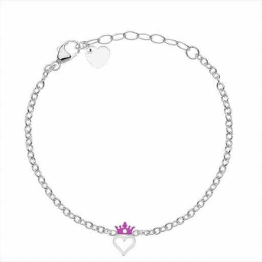 Pulsera Disney Princesas con Corazón en Acero Plateado [0]