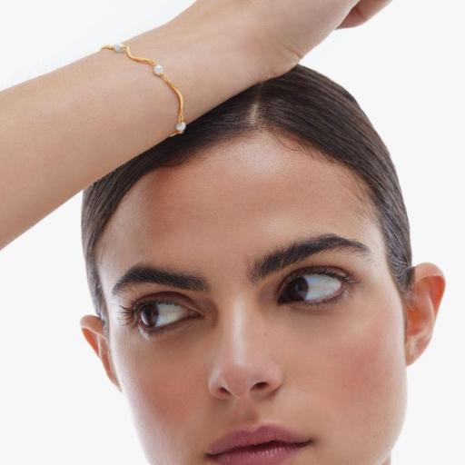Pulsera Elegante Milan con Perlas en Plata de Ley Oro 18kt [1]