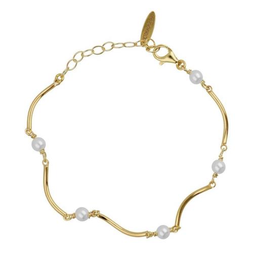 Pulsera Elegante Milan con Perlas en Plata de Ley Oro 18kt