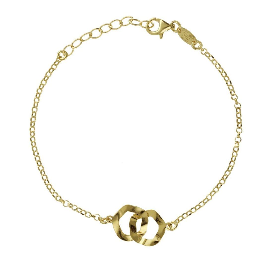 Pulsera Essence Círculos Entrelazados en Plata bañada en Oro 18K – Minimalismo con Carácter