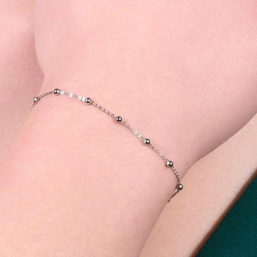 Pulsera Juvenil Fina para Mujer – Cadena y Bolitas en Acero [2]