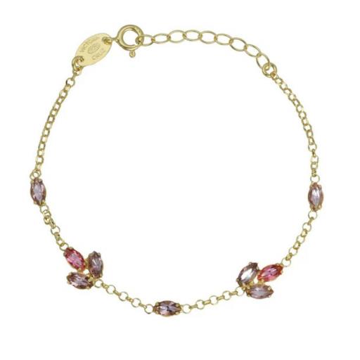 Pulsera Lia Flor Rosa en Plata de Ley bañada en Oro 18kt – Victoria Cruz