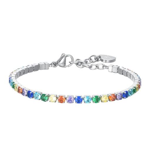 Pulsera Mujer Plata con Cristales Multicolor - Elegante y Ajustable [1]